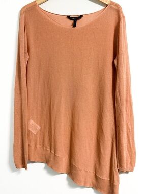 BCBGMaxAzria Asymmetrical Knit Sweater L Terracotta Lightweight Top